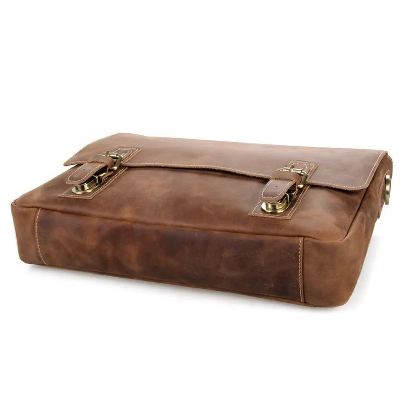 Винтаж коричневый Для мужчин кожаные Портфели коровьей Бизнес Сумка Crossbody сумка