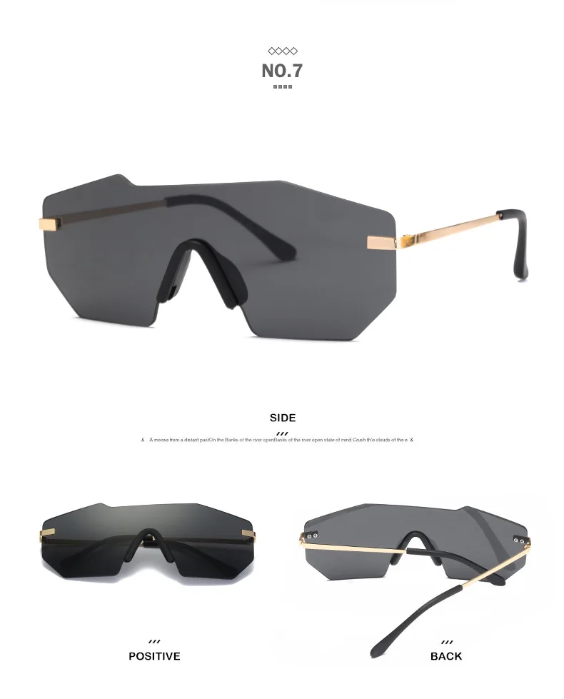 Новинка 2018 большие модные солнцезащитные очки в оправе женские без оправы ретро D