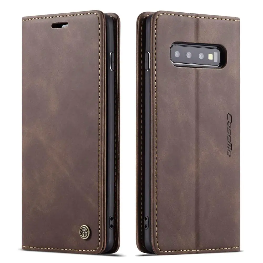 coffee Для samsung S10 чехол ретро кожаный чехол с откидной магнитной крышкой чехол-книжка с бумажником чехол для samsung Galaxy A50 A70 S10 плюс S8 S9 S7 Coque - Цвет: coffee
