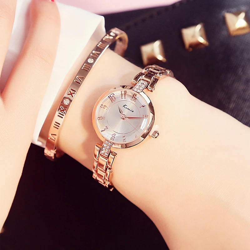 Мода 2017 г. Бренд KIMIO эксклюзивный бренд Кварц-часы женские часы для женщин золото