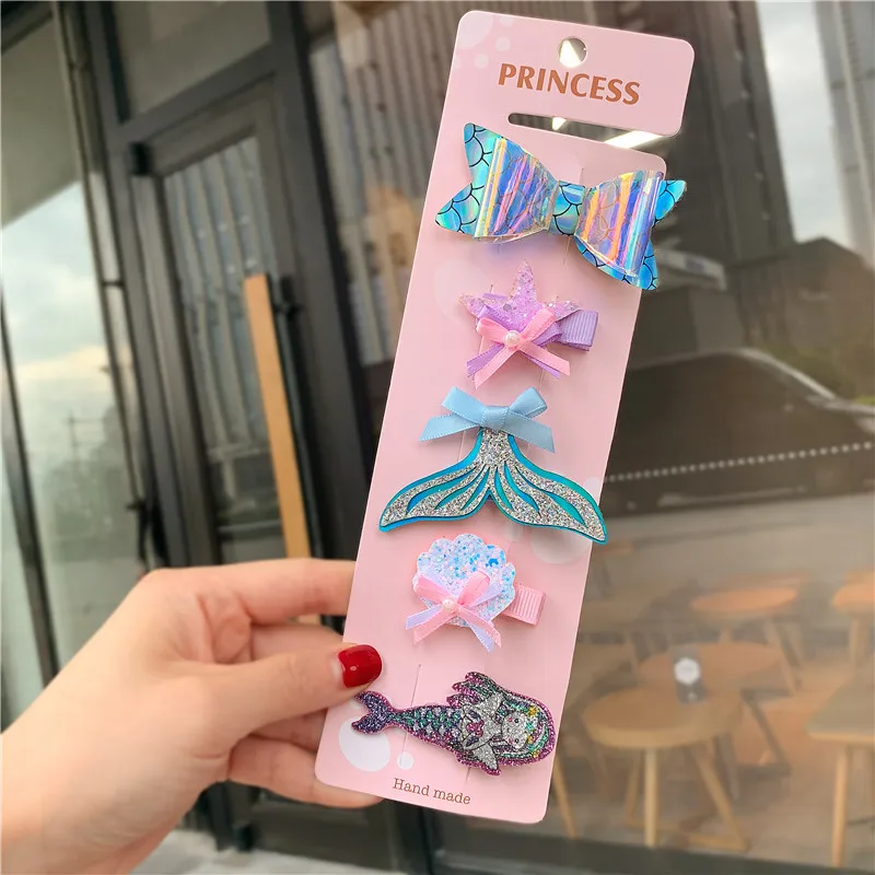 

5 Pcs/Set Cute Cartoon Sequin Hairpins Children Girls Kids Safety Hair Clips Barrettes Accessories Hairclip Headdress Headwear A