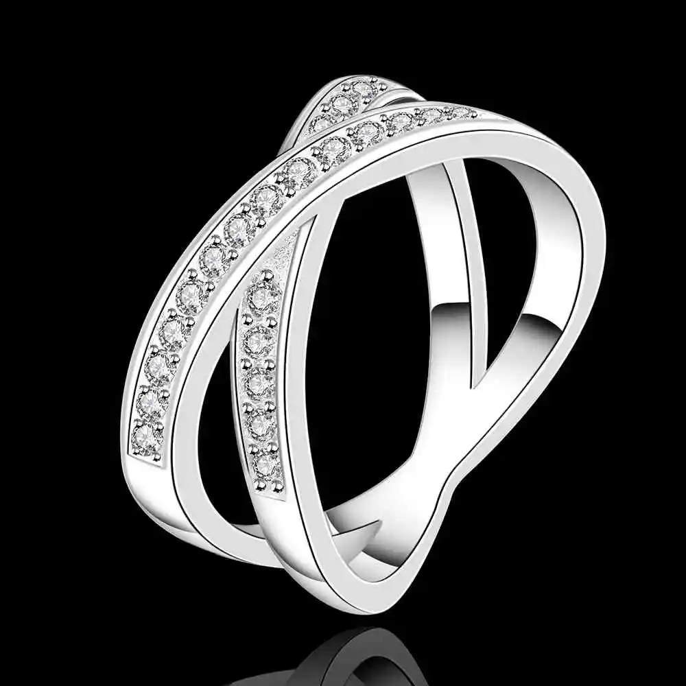 free shipping 925 silver Fashion Jewelry x two circle te Bulgary men wedding ring for women SMTR487 | Украшения и аксессуары