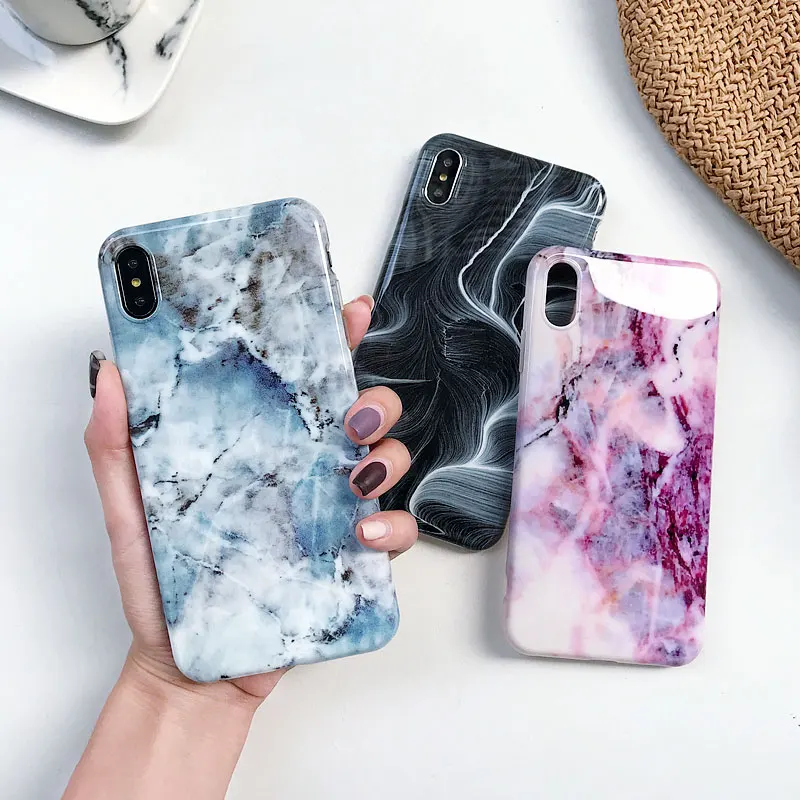 Boucho Colorful Marble Phone Case For iphone 6 6s 7 8 plus Full Protection Soft Silicone Cover X XS MAX XR |