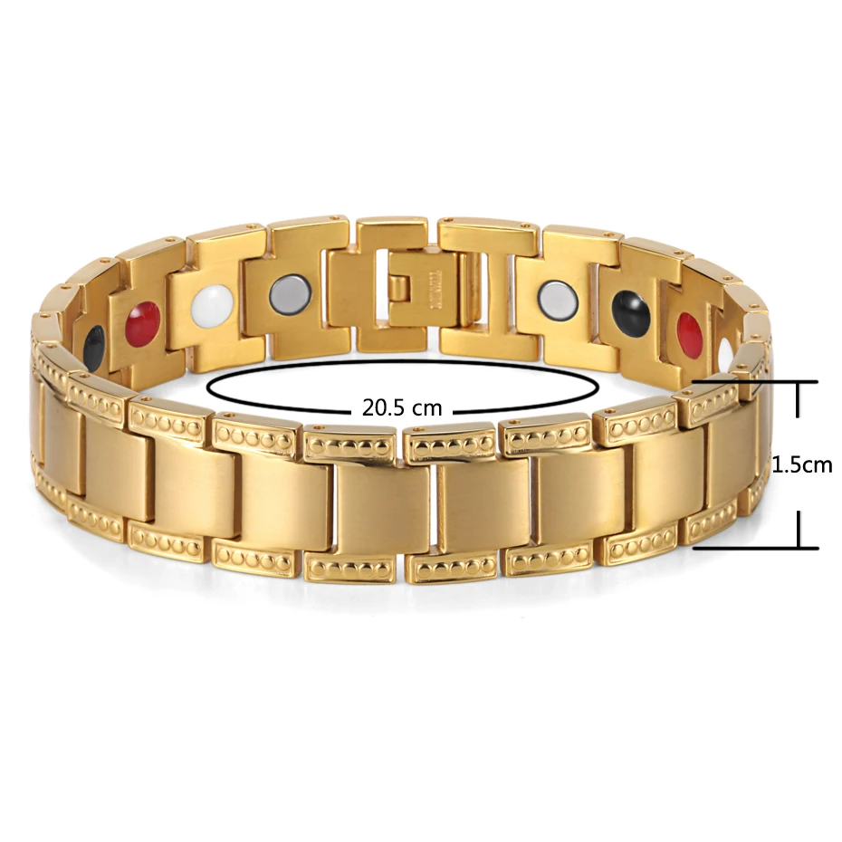 Золотой цвет браслет для мужчин титан баланс Исцеление 4 Ele ts Мощность Магнитная