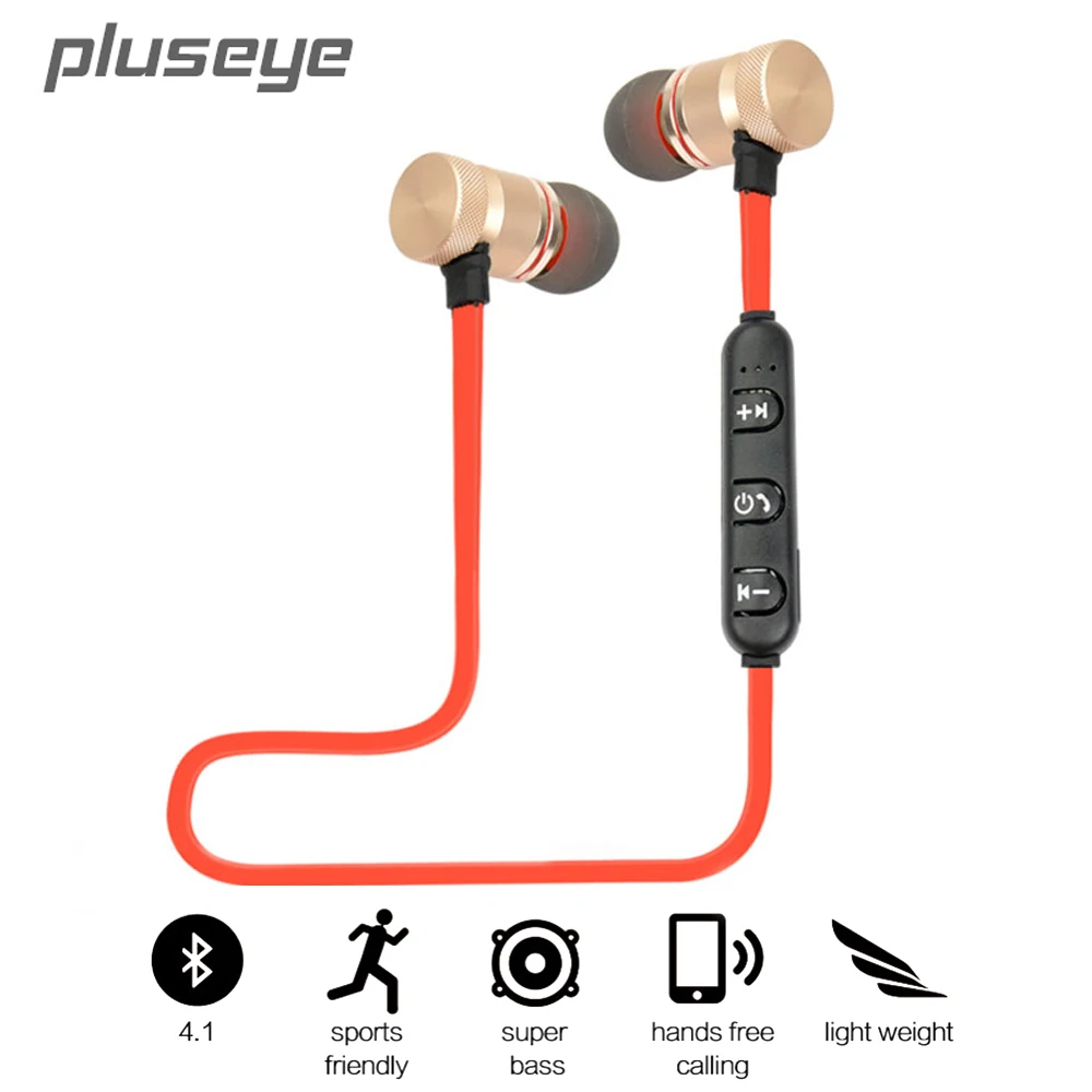 Pluseye Беспроводная bluetooth гарнитура спортивные наушники вкладыши с
