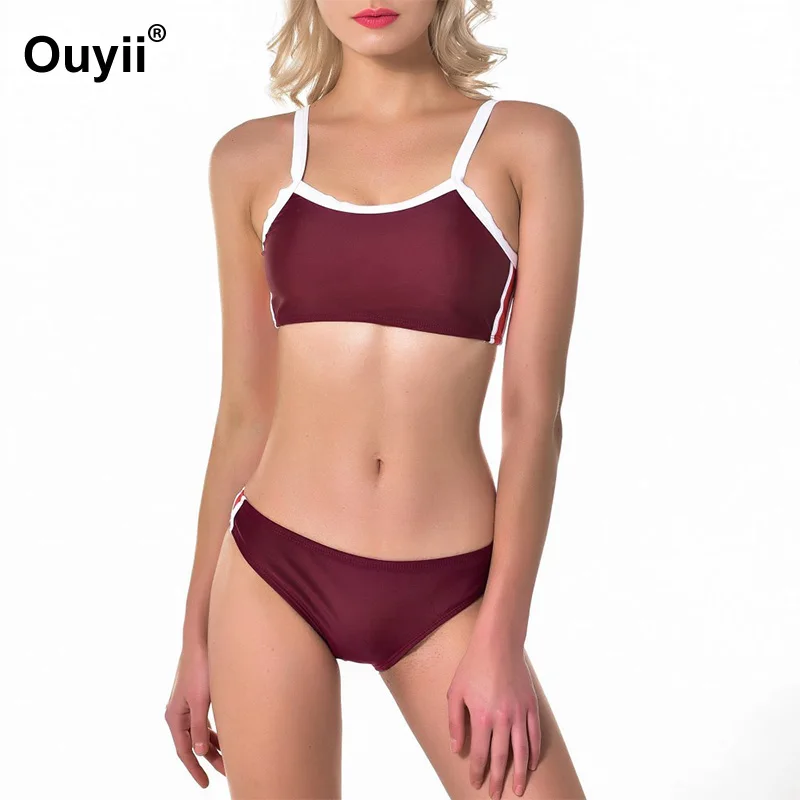 Женский сексуальный купальник 2019 новое бикини Одноцветный раздельный