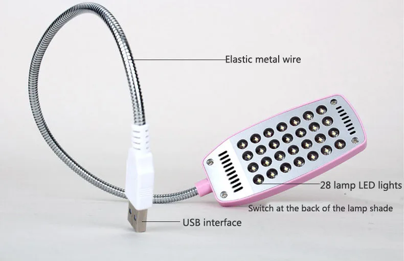 Лампа для чтения DALCAN гибкая ультраяркая 28 светодиодов USB 1 шт.|Настольные лампы| |