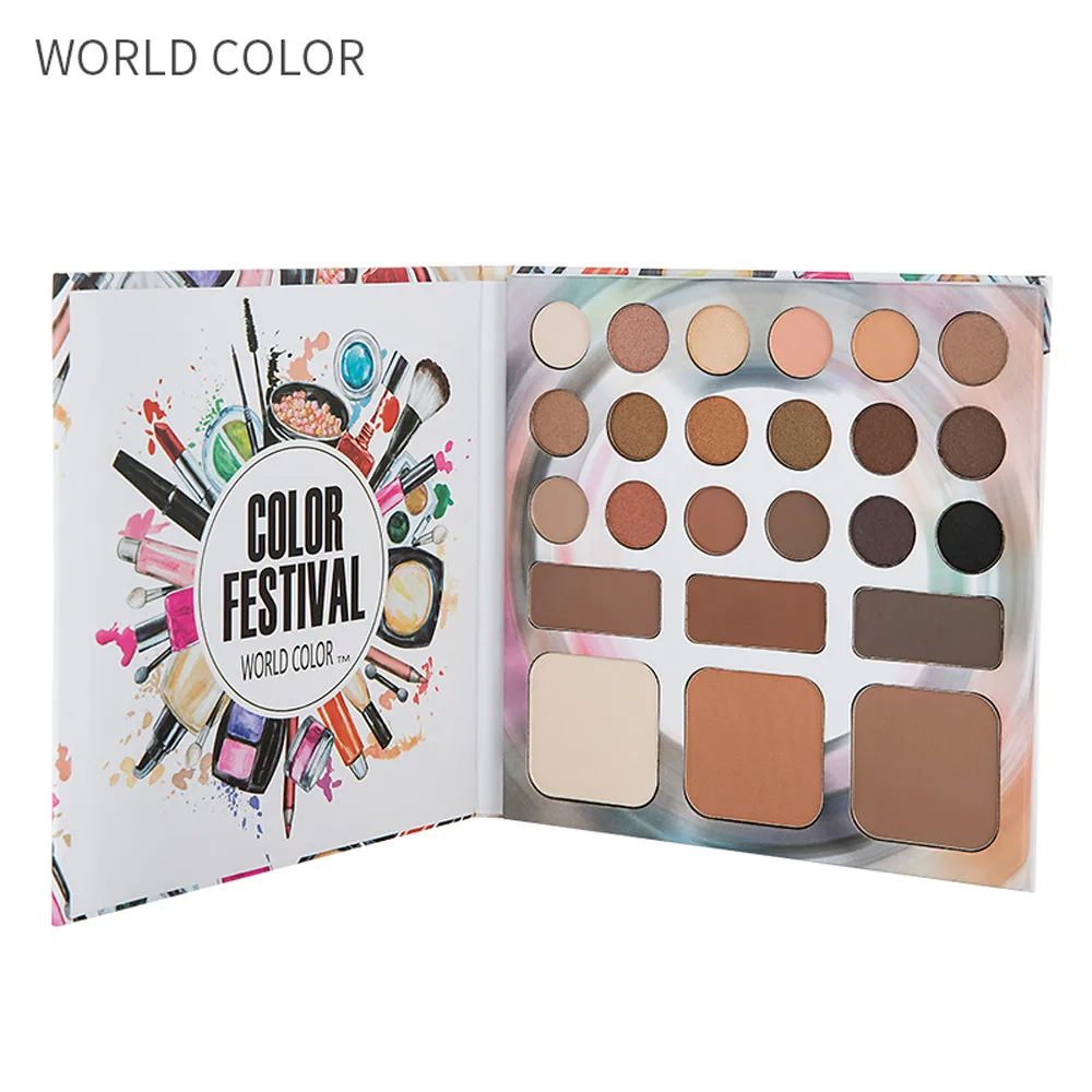 Мировой цвет имеет 24 пигментных богатых матовых теней для век затеняющих мощь и