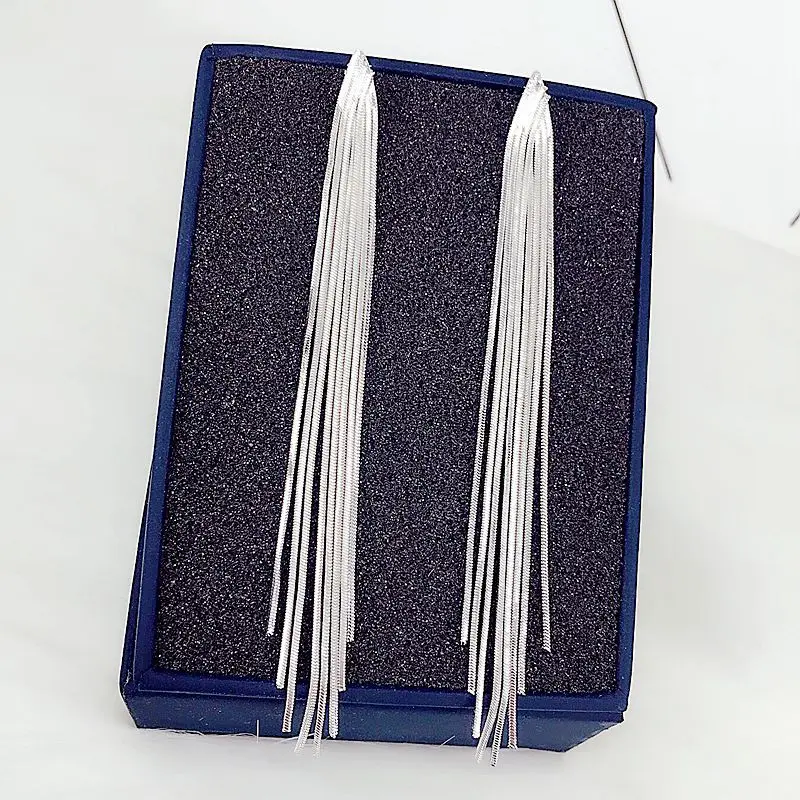 Длинные серьги-подвески с кисточками из стерлингового серебра 925 пробы модные