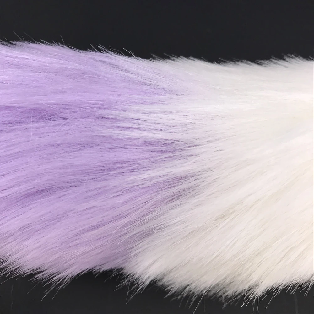 Анальная пробка 80 см белый и фиолетовый лисий хвост металлическая секс-игрушка