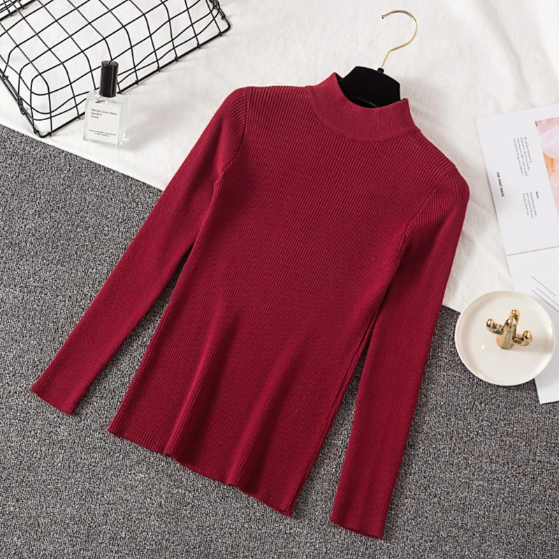 gkfnmt 2019 Autumn Winter Women Pullovers Sweater Knitted Korean Elasticity Casual Jumper Fashion Slim Turtleneck Warm Sweaters | Женская