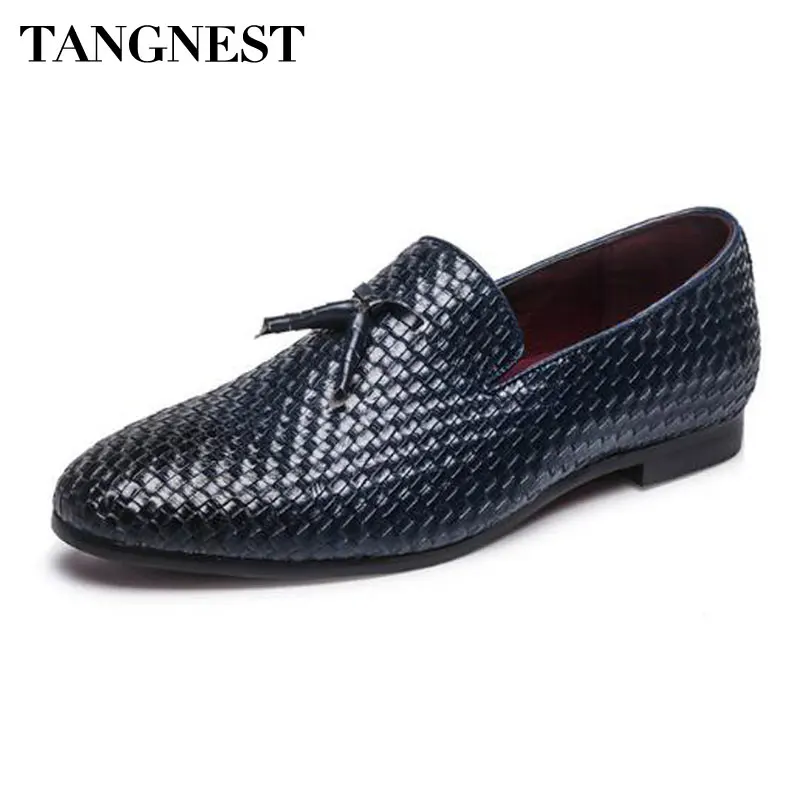 Tangnest NEW 2018 Brand Men Shoes Fashion Round Toe Slip-on Flats Luxury Cow Split Leather Tassel Men's Driving XMR2784 | Обувь