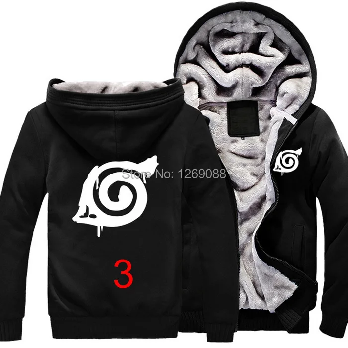 Naruto Uzumaki Sasuke Uchiha Kakashi Cosplay Costume Male Thicken Fleece Winter Hoodies Coat Men's Jacket Sweatshirt Plus size |