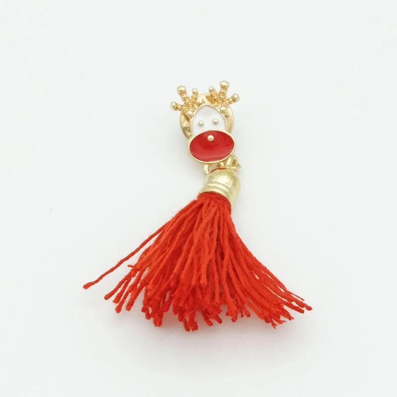 

Lot 12 Pcs Christmas Xmas Gift Rhinestone Enamel Cute Tree Gift Box Santa Elk Thread Tassel Brooch Jewelry Stud Button Brooches