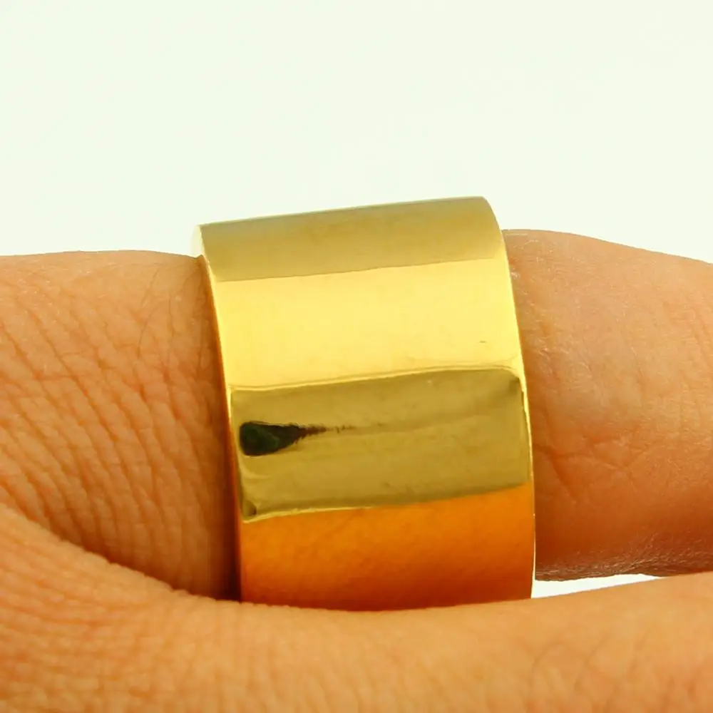 Золотое кольцо для женщин и мужчин золотого цвета ширина 12 мм кольца элегантно