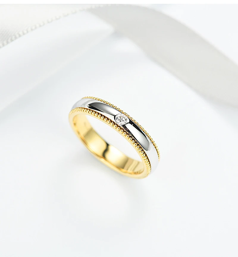 AULEEZE 0.04ct кольцо с натуральным бриллиантом Твердые 14 к Желтое Белое золото поворотные кольца для женщин юбилей подарок