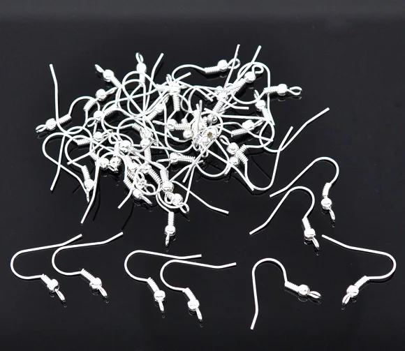 Doreen Box hot- 300 Pieces Silver color Earwire Hooks 19x18mm (B11087) | Украшения и аксессуары