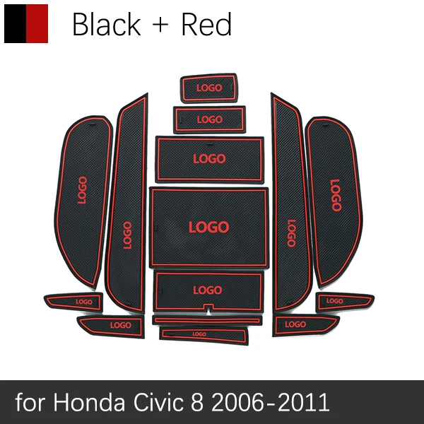 Для Honda Civic 2006-2011 8th Gen анти-скольжения ворота Слот коврик резиновая подставка аксессуары наклейки Тип R 2007 2008 2009 2010 FA FD - Название цвета: Красный