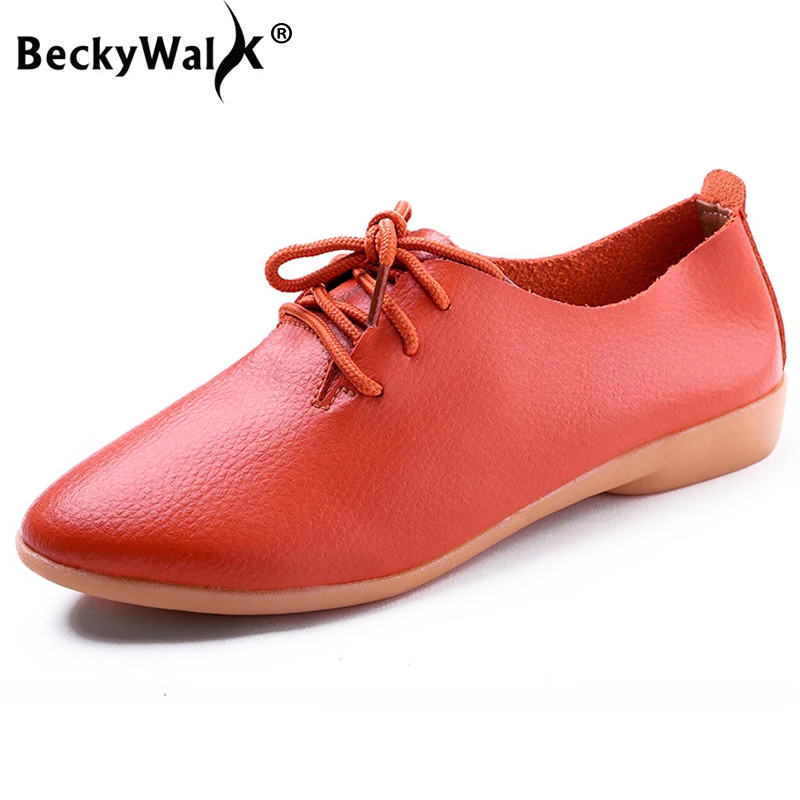 Туфли BeckyWalk женские из натуральной кожи на шнуровке повседневная обувь плоской