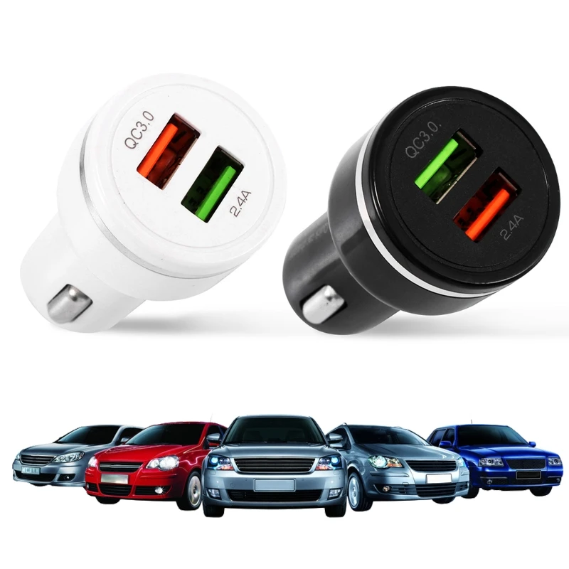Быстрое Автомобильное зарядное устройство с двумя USB портами QC 3 0 быстрая зарядка