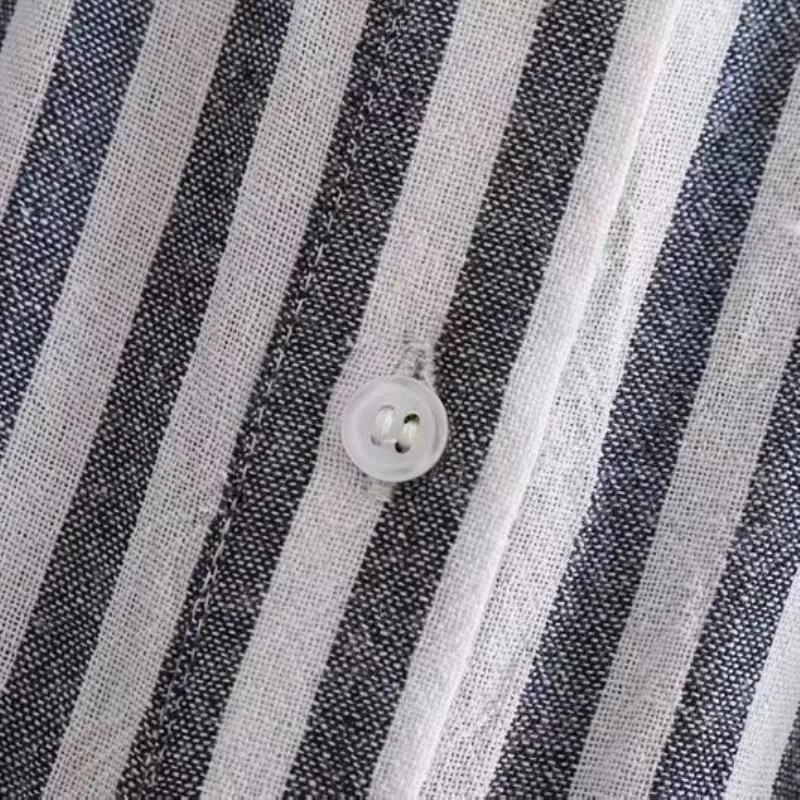 NSZ женский полосатый пляжный костюм хлопок короткий рукав с шортами и пояском