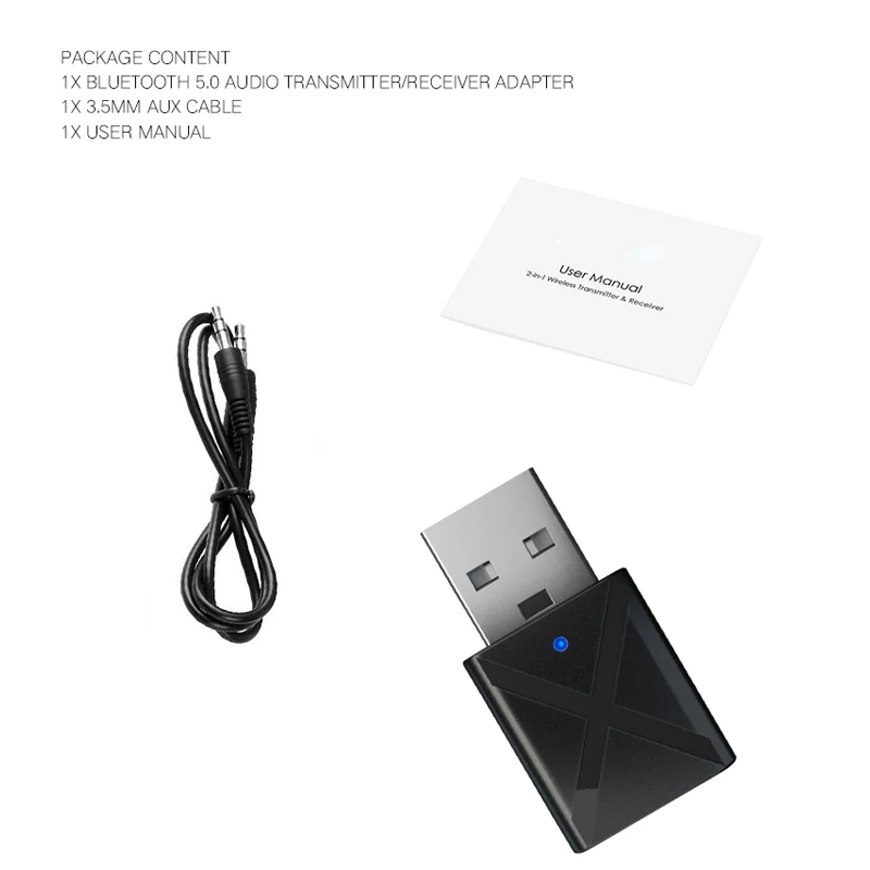 5,0 Bluetooth передатчик приемник Мини 3,5 мм AUX стерео беспроводной адаптер с Bluetooth для автомобильное аудио Bluetooth передатчик для телевизора - Цвет: Black