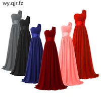 qnzl 70chiffon dark blue red bridesmaid dresses one shoulder long bride wedding party toast dress girls custom free wholesale