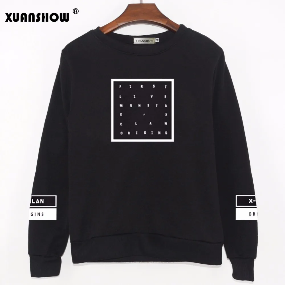 XUANSHOW Женская Толстовка MONSTA X KPOP одежда для фанатов Hajuku пуловер толстовки флисовые