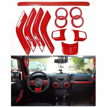 J175  red Full Set Interior Decoration Trim Kit Cover For Jeep Wrangler Cab 4 Door 2011-15 car accessories  auto products