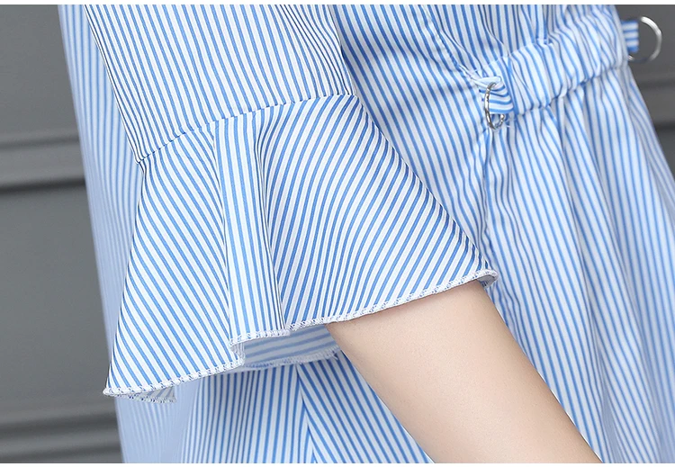 4xl plus big size blusas feminina 2018 korean spring summer style autumn women Stripe chiffon new thin shirts female A4878 | Женская