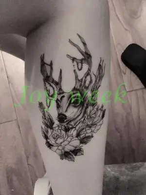 Водонепроницаемая Временная тату Наклейка Большой размер голова оленя лося moose