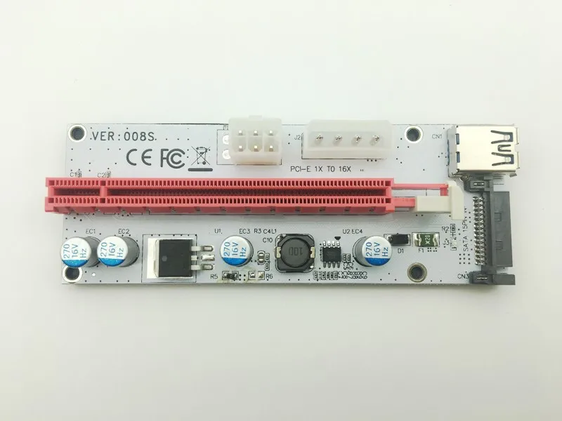 VER008S 3в1 Molex Power 60 см PCI E Riser Card 4pin 6pin Sata Express 1x до 16x удлинитель для майнинга