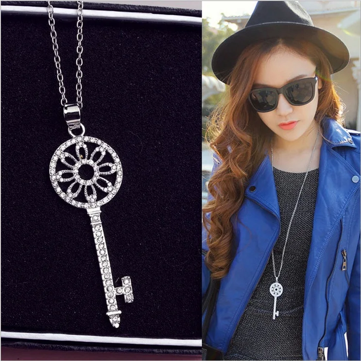 Тонкое розовое кристаллическое ожерелье в Корейском стиле длинный участок