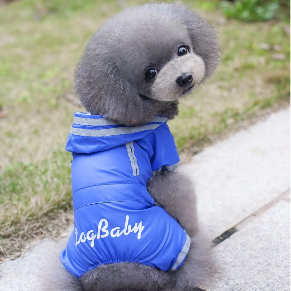 Плащ для собак четырехногий дождевик животных светоотражающий розовый синий