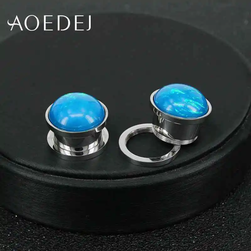 AOEDEJ 2 шт./лот нержавеющая сталь штекер и туннель ювелирные изделия смолы мякоть туннель 10 мм Dilataciones ореха пирсинг туннели пирсинга