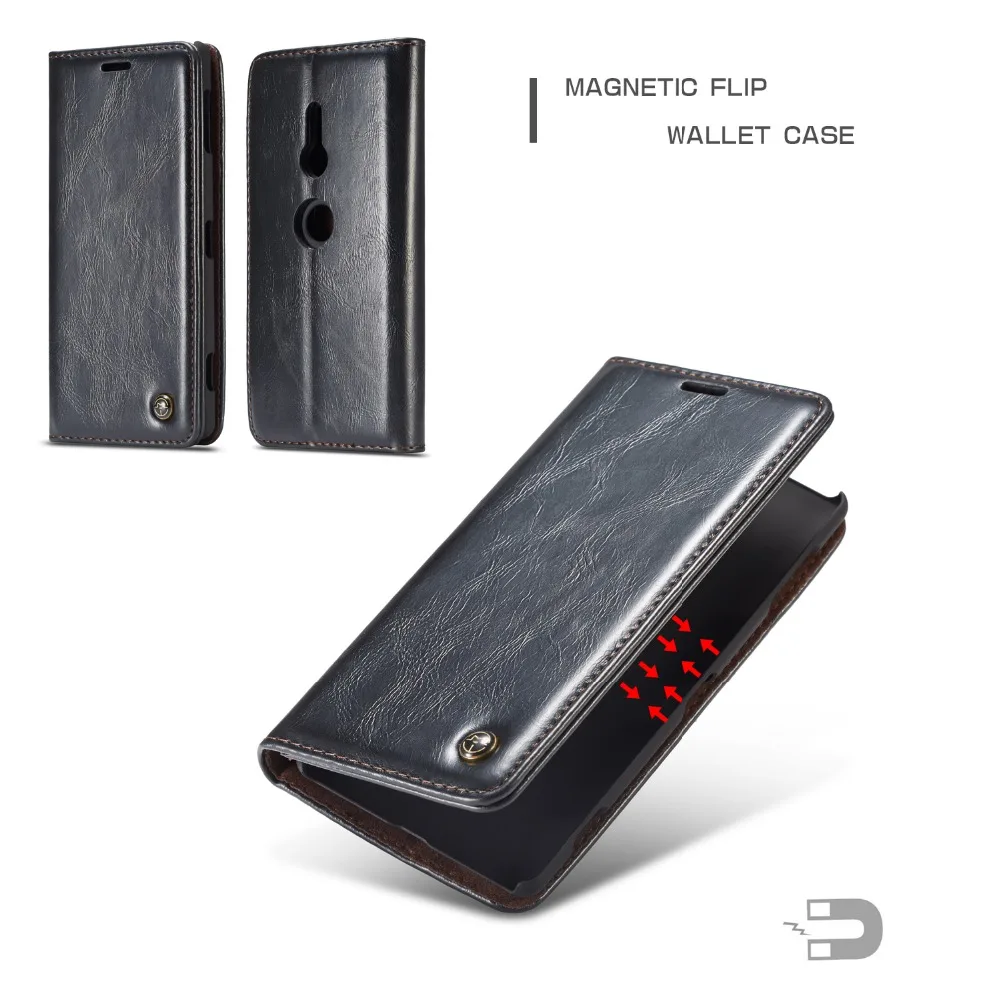 Чехол Кошелек CaseMe с магнитной подставкой и держателем для карт Sony Xperia XZ2 кожаный