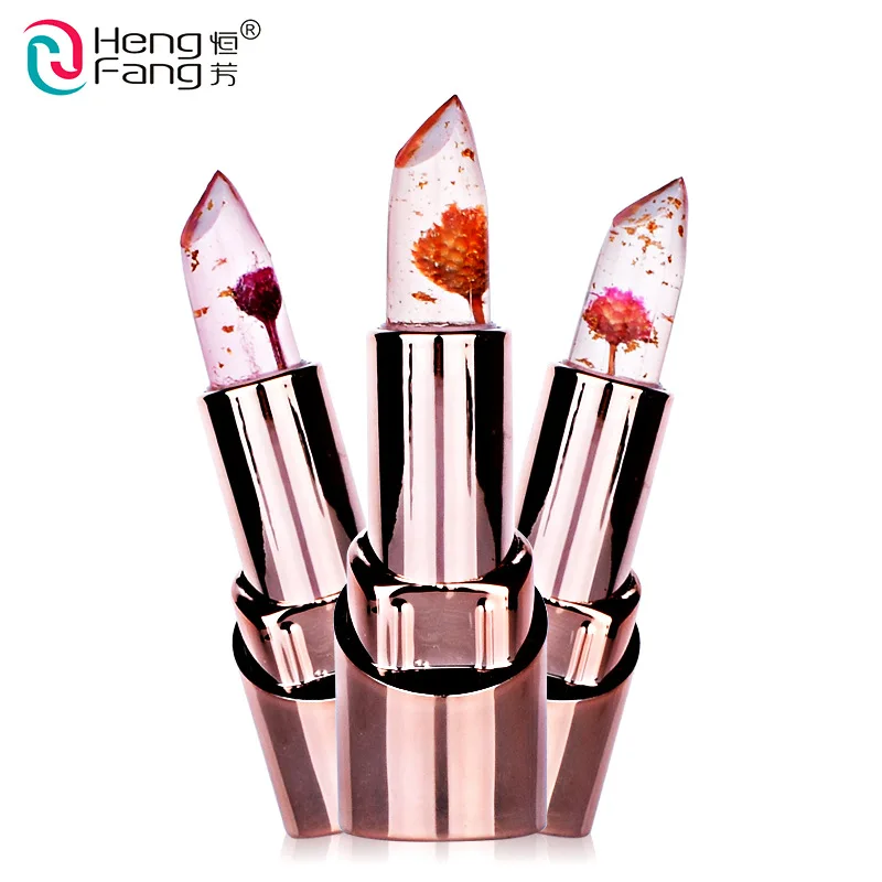 Бренд HengFang Золотая фольга цветы желе Хризантема изменение температуры помада длительный увлажняющий