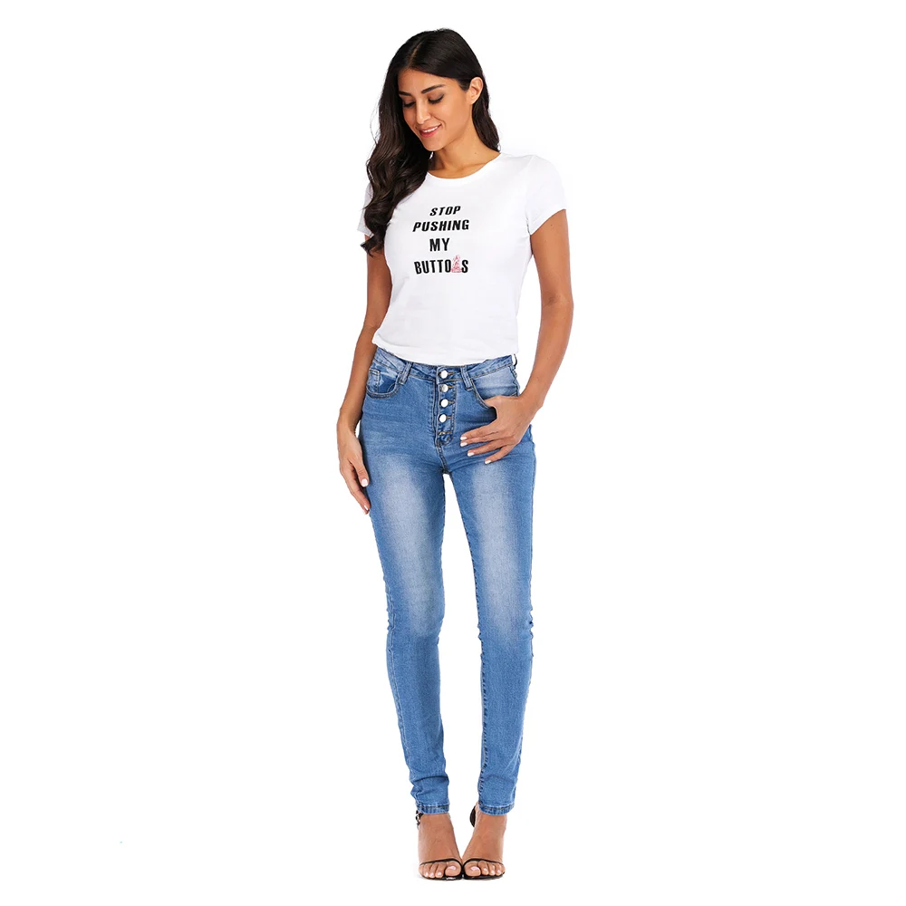 Женские джинсы скинни модные рваные со средней талией и карманами потертые