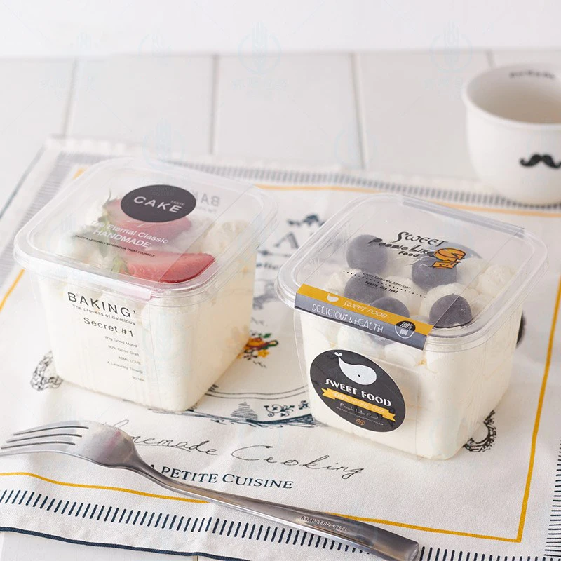 Одноразовая Пластиковая квадратная коробка для Мусса йогурт фруктовый