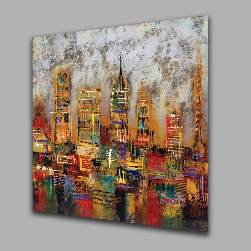 Абстрактная Современная архитектура ручная работа картина маслом украшение