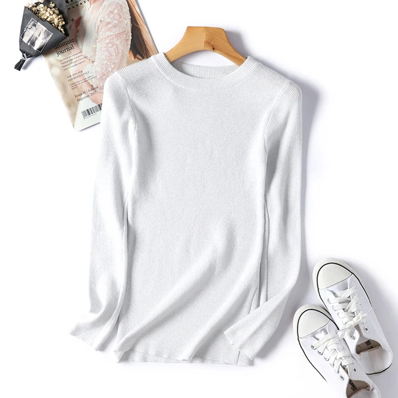 Hengsong Hot Shiny Lurex Autumn Basic Sweater Women Fashion Korean Style Knitted Female Long sleeve Pullover Tops | Женская одежда