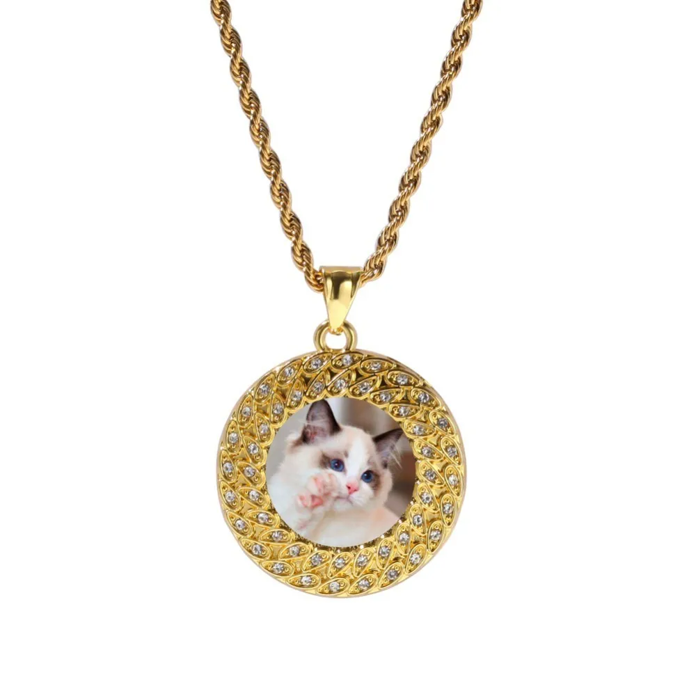 Uwin круглый сделанный на заказ фото медальоны ожерелье и кулон горный хрусталь