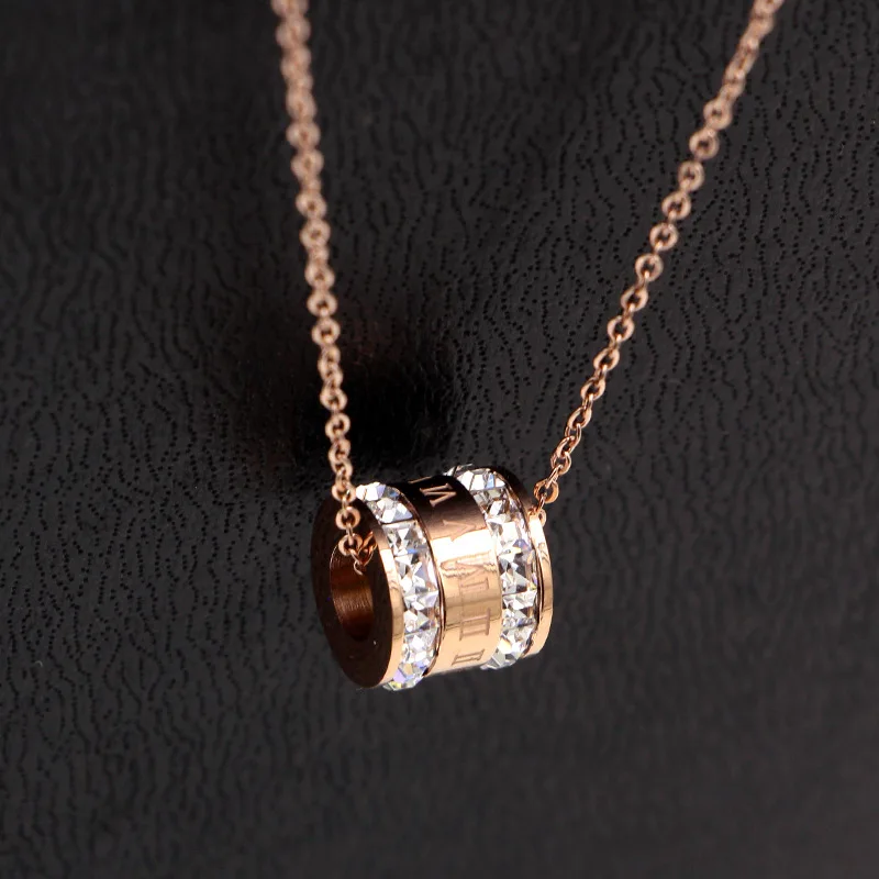 Женское Ожерелье с кулоном Martick розовое золото кубическими римскими цифрами P200 |