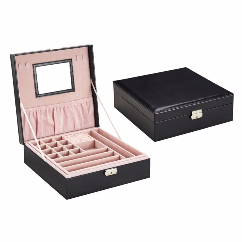 

Jewelry Organizer Packaging Box Casket For Exquisite Makeup Leather Cosmetics Beauty Container Boxes Birthday Gift