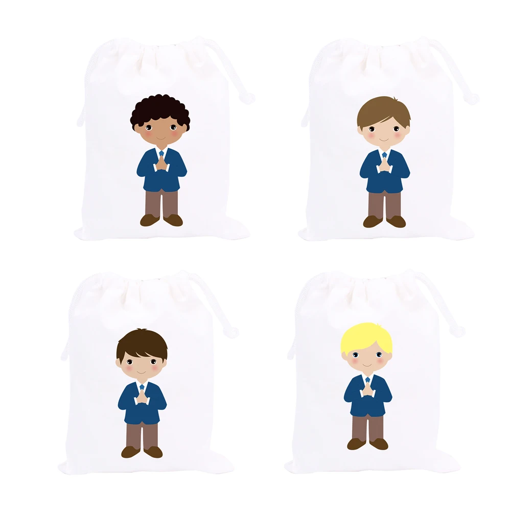 

Мешочки для подарков для мальчиков на тему первого причастия, серия 2, 4 шт.