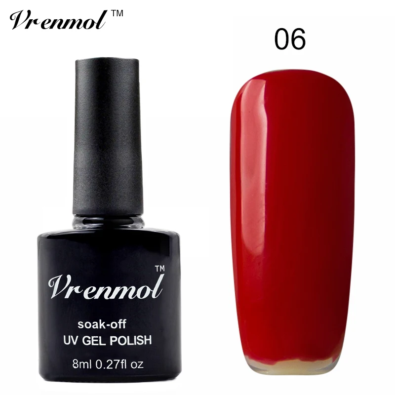 Vrenmol 1 шт. цветной УФ светодиодный Гель-лак для ногтей Vernis Полупостоянный верхний базовый слой сияющие цвета гель лак - Цвет: 06