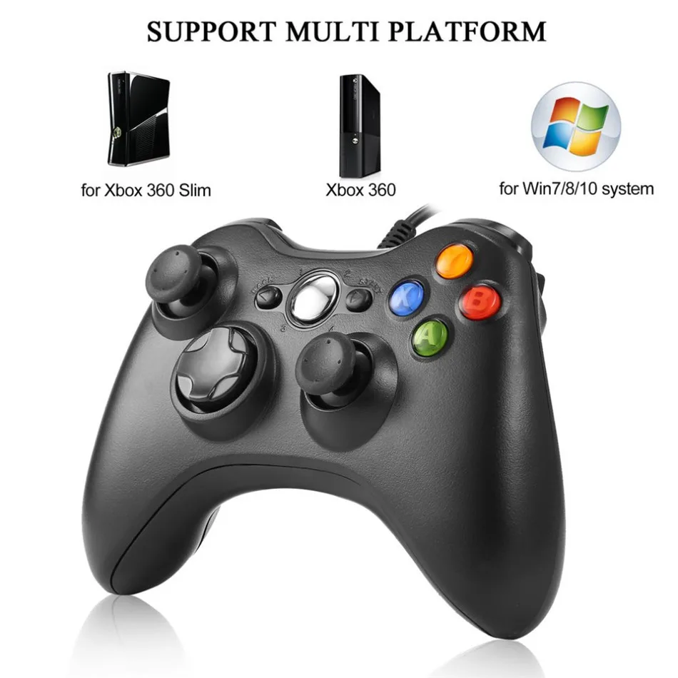Для Xbox 360 джойстик USB проводной геймпад черный контроллер для официального microsoft PC