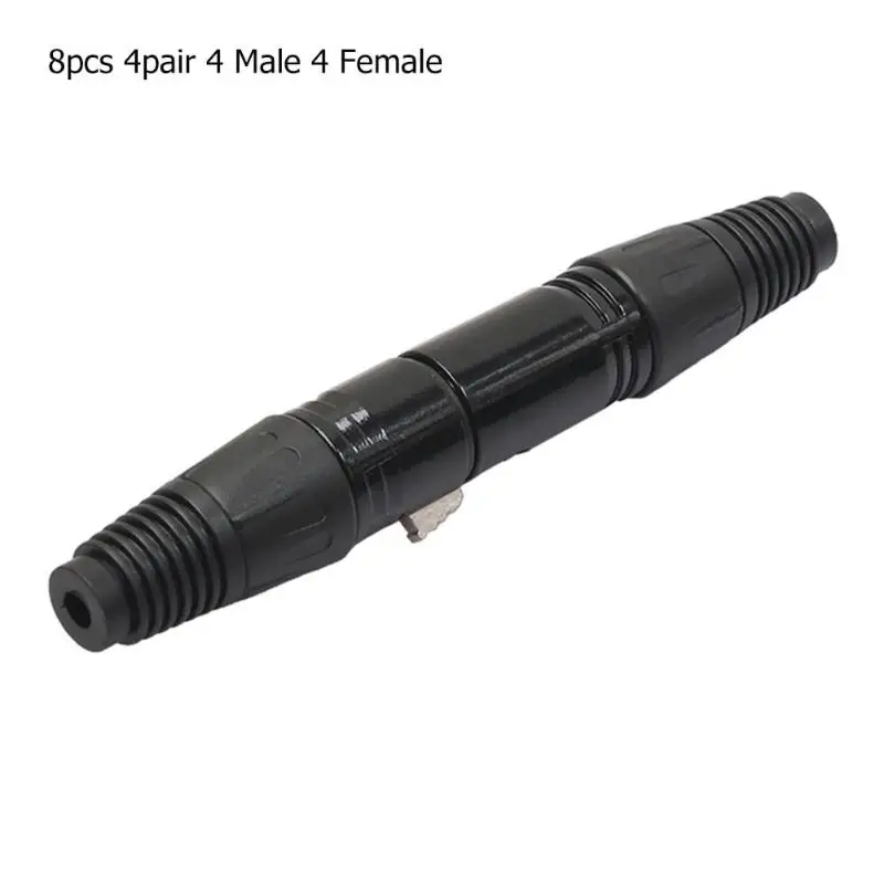 Черный 8 шт. 4 Мужской 4 Женский XLR Сделано в Китае 3Pin микрофонный аудиокабель Штепсель