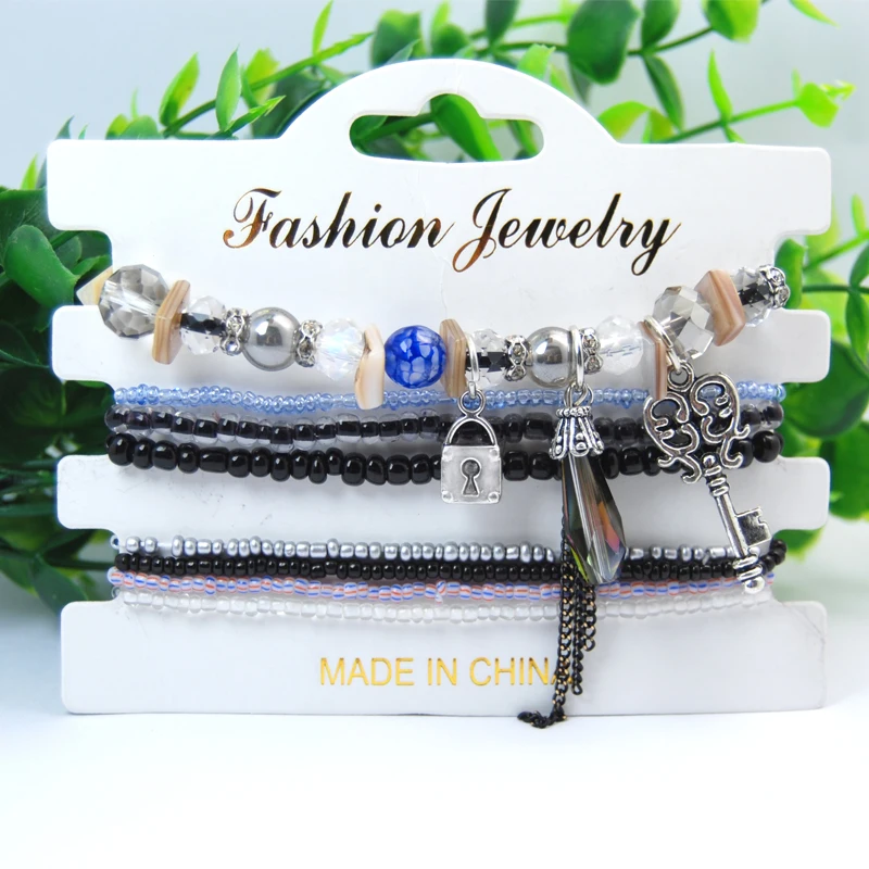 Богемные многоцветные Кристальные бусины браслеты для женщин девочек ручная