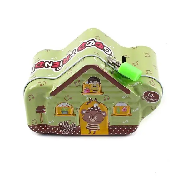 1 шт. мультяшная Оловянная металлическая копилка для монет с замком денег коробка